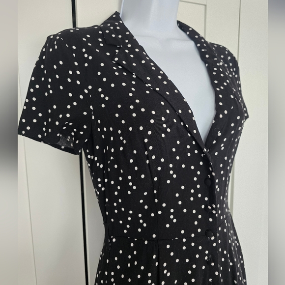 EUC Forever 21 Retro Black & White Polka Dot Pinup Romper - Picture 3 of 10